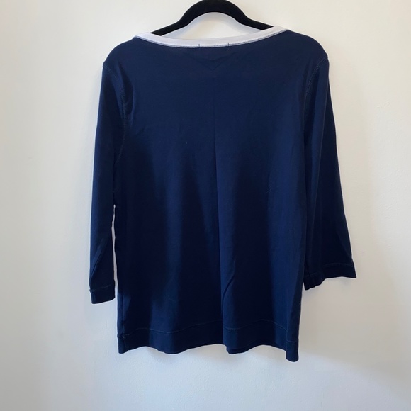 Excellent Condition  Boatneck Navy top with white collar with button det… - Picture 5 of 5